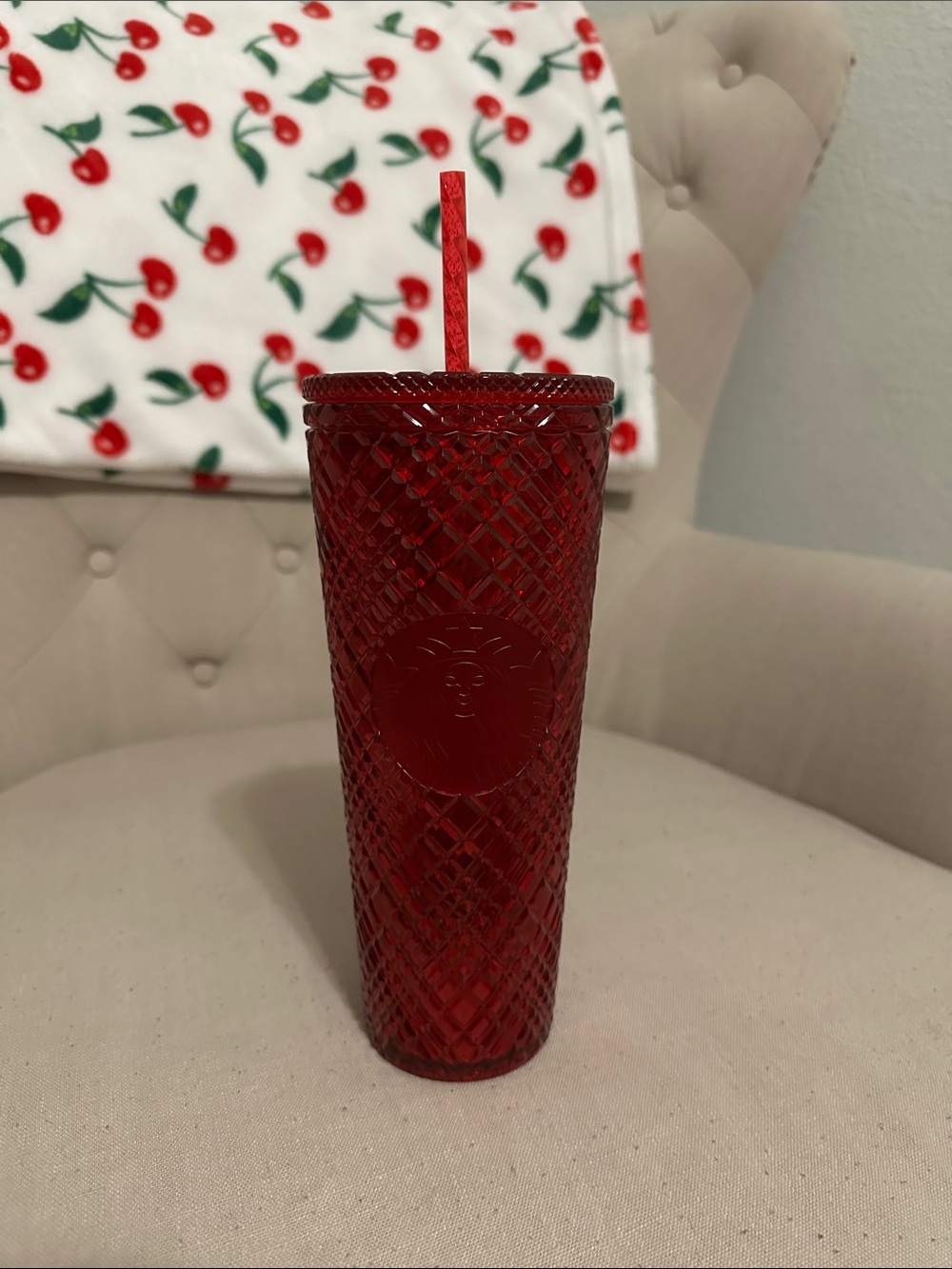 Starbucks Red Textured Diamond Tumbler with Straw